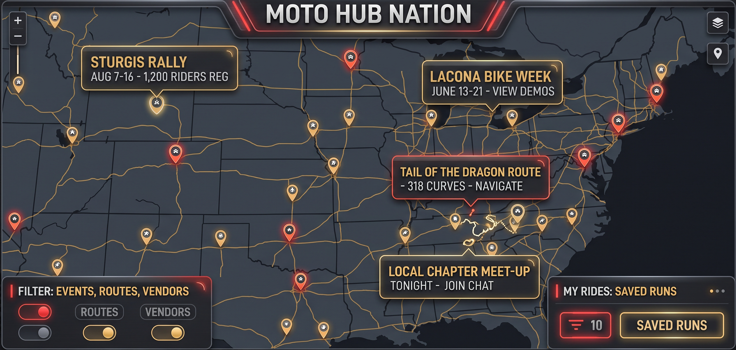 Moto Hub Event Map